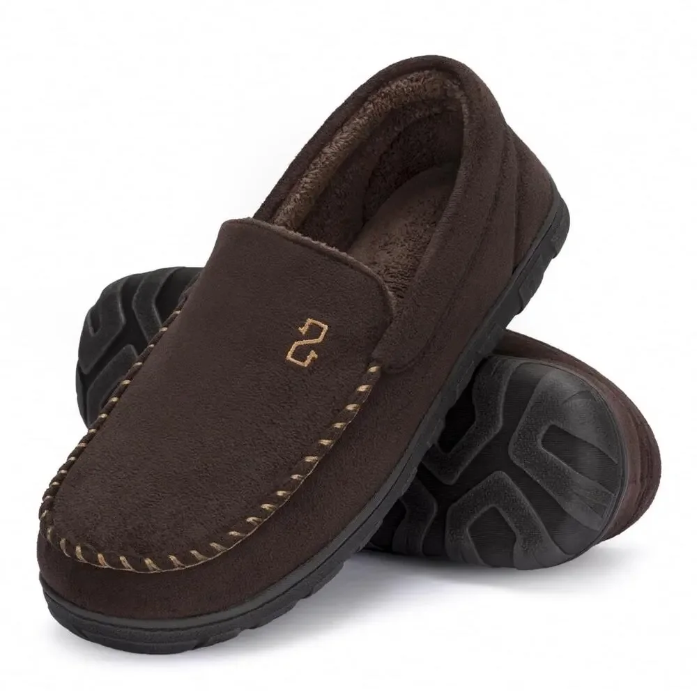 ZIZOR MEN'S MOCCASIN SLIPPERS WITH MEMORY FOAM, SIZE 11